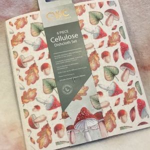 Sweedish Dish Cloths 6 Piece Mushroom Floral Cellulose Dish Cloth Set NWT reuse